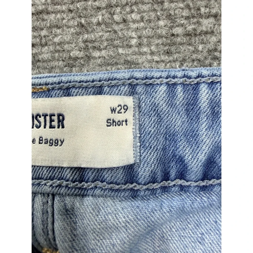 Y2K Hollister Low-Rise‎ Baggy Cargo Jeans Light Wash Blue W29 Short 8S 355D3429